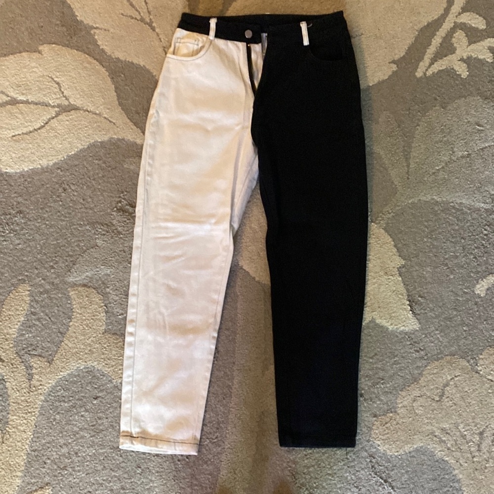 Black and White straight leg jeans